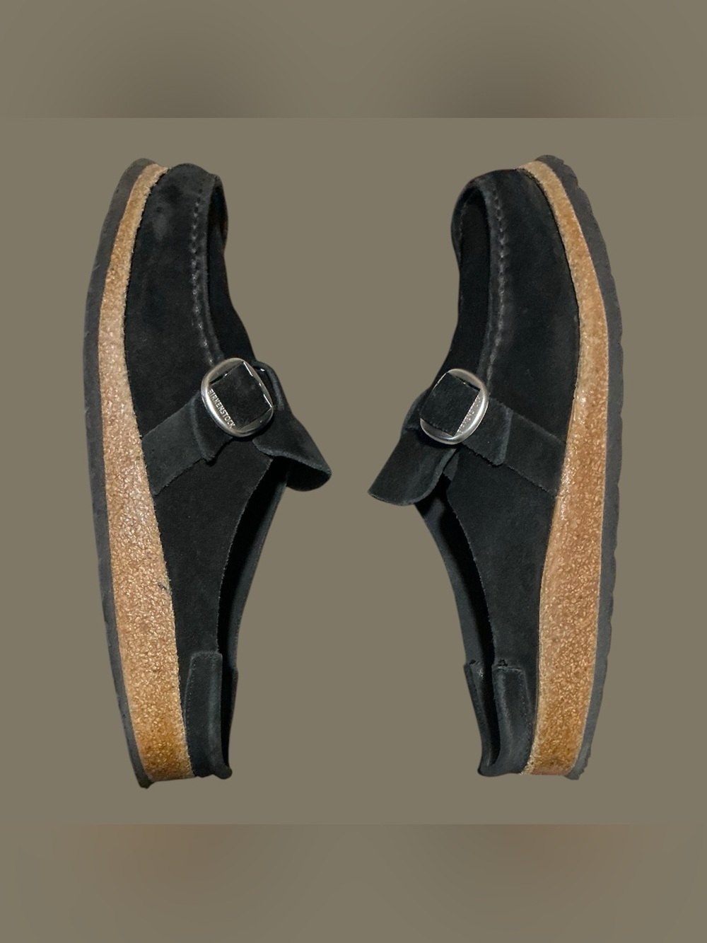 Birkenstock Boston Black Suede Clogs Size 40 Single Buckle Classic